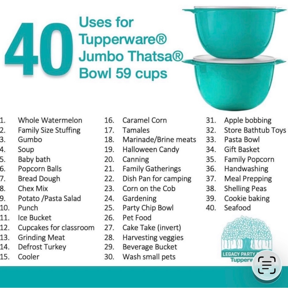 NEW (NIP)Tupperware 59-Cup Thatsa Jumbo Bowl - Mint - Picture 9 of 9